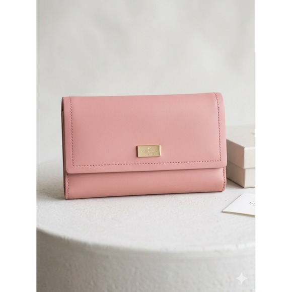 kate spade Handbags - Kate Spade Wallet Women OS Pink Leather Bifold Phone Case Clutch Burgundy